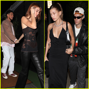 Justin & Hailey Bieber Grab Dinner with Kendall Jenner & Devin Booker in Santa Monica
