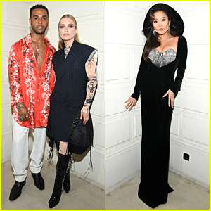 Ashley Park, Lucien Laviscount & Camille Razat Sit Front Row at Jean-Paul Gaultier Fashion Show