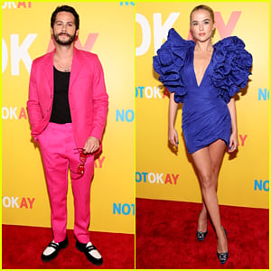 Dylan O'Brien Wears Hot Pink Suit to 'Not Okay' Premiere with Zoey Deutch