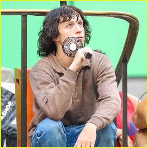 Tom Holland Takes A Break While Filming 'The Crowded Room' in NYC