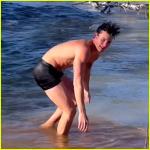 Shawn Mendes Braved the Freezing Cold Water for a Christmas Day Plunge!