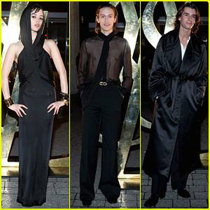 Wednesday's Jenna Ortega, Percy Hynes White & Georgie Farmer Hit Up Saint Laurent Fashion Show