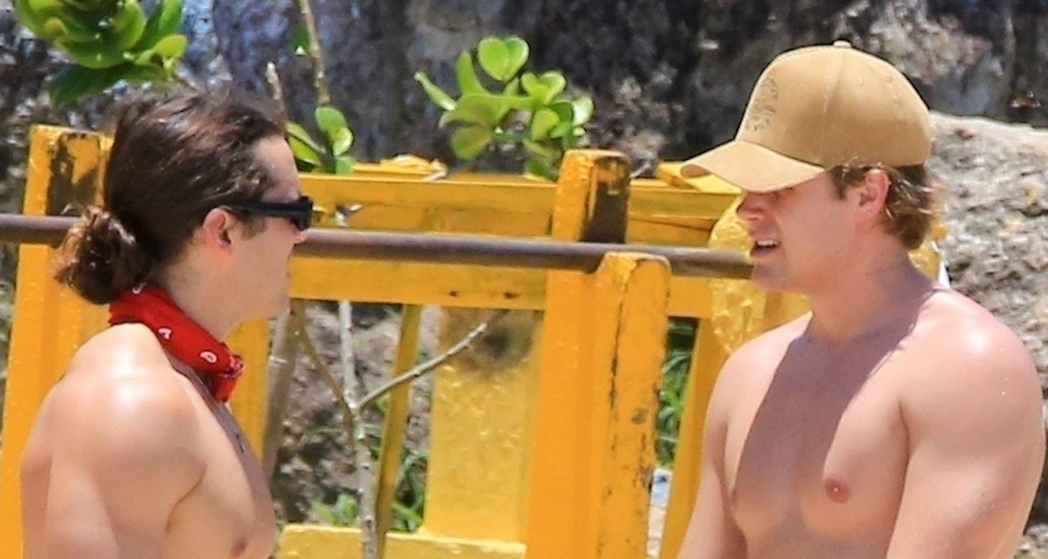 Charlie Gillespie & Owen Patrick Joyner Get in Shirtless Workout at the Beach with Kenny Ortega