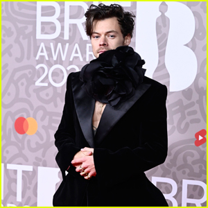 Harry Styles Wears Black Flower Necklace to BRIT Awards 2023