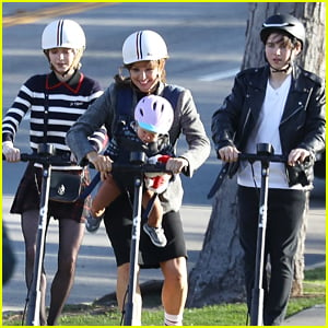 Emma Myers & Brady Noon Go on a Family Scooter Ride With Jennifer Garner for 'Family Leave' Filming