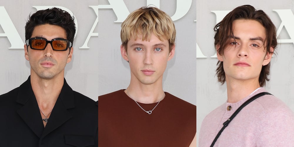 Taylor Zakhar Perez, Troye Sivan & Louis Partridge Sit Front Row at Prada Milan Fashion Show